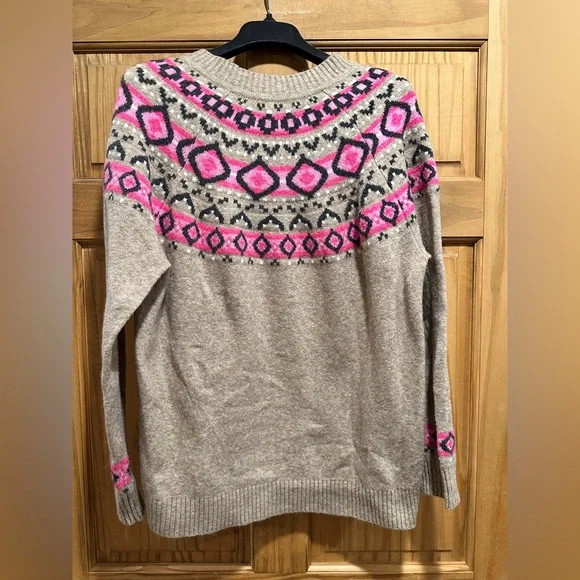 LOFT Pink and Tan Geometric Women's Sweater - Picture 3 of 4